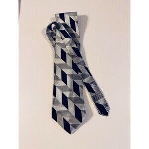 BACHRACH MEN'S SILK Tie Black Gray & Silver Necktie Business Dress Wedding